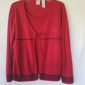 Emma James dark red Sweater with navy pinstripes